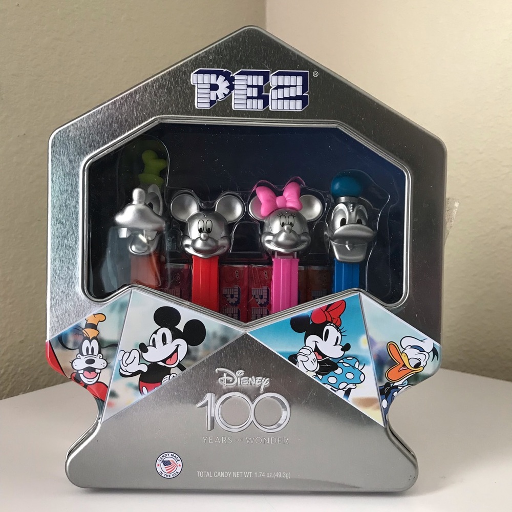 Disney 100 Years of Wonder Pez Tin Goofy, Mickey, Minnie, and Donald Duck